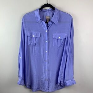 Chico’s Lavender Sandwash Satin Casual Button Down Shirt